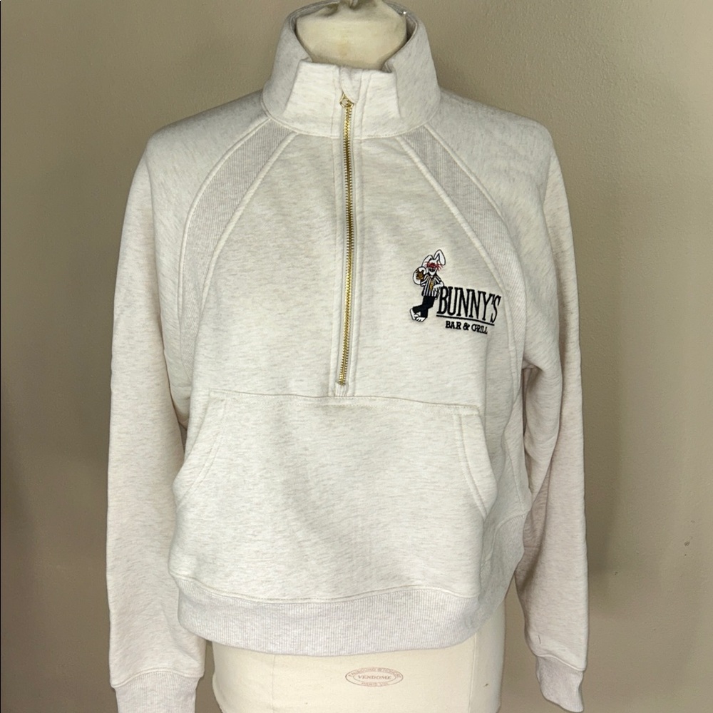 Cream Half-Zip Sweatshirt